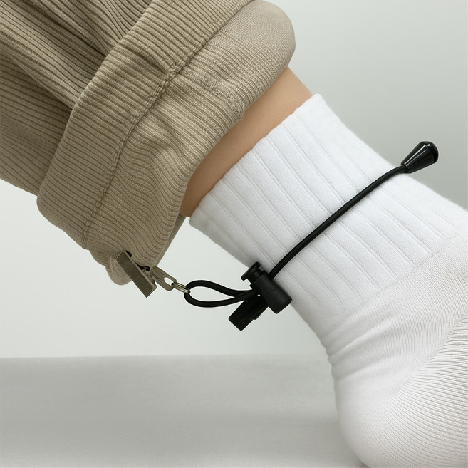 하드라인 바지 밑단 끌림방지 고정 집게 스트링, 4세트, 블랙