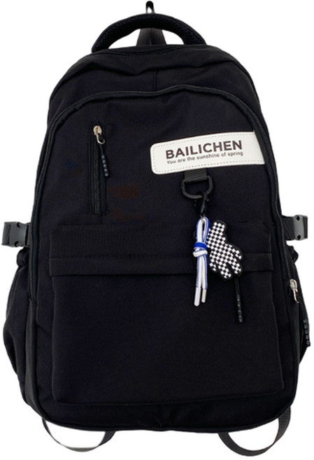 BAILICHEN 大容量簡約旅行雙肩包, 黑色