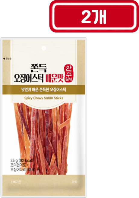청해)쫀득오징어스틱(매운맛), 2개, 35g