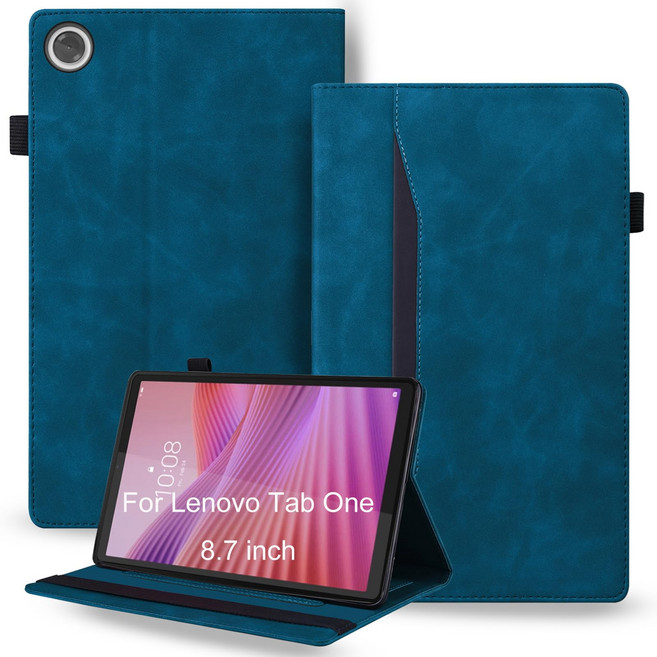Case for Lenovo Tab One 8.7" TB305FU Retro PU Leather + TPU Hybrid Protective Cover with Card Slots, Peacock Blue, Lenovo Tab One 8.7 inch