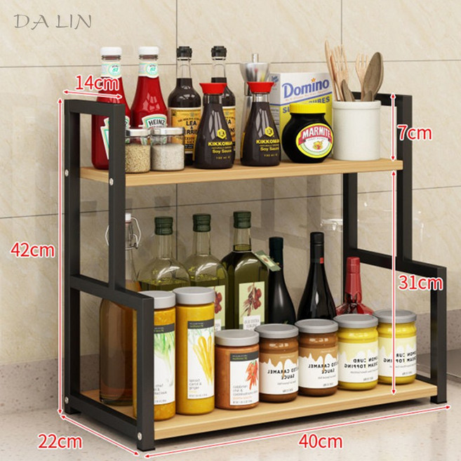 뉴타임즈 DALIN/ 다용도선반 주방 선반 양념장 수납 선반 가정용 양념통 캔 병 선반 바닥 여러 겹으로 탈거구멍 XZ43 양념장, 10 블랙
