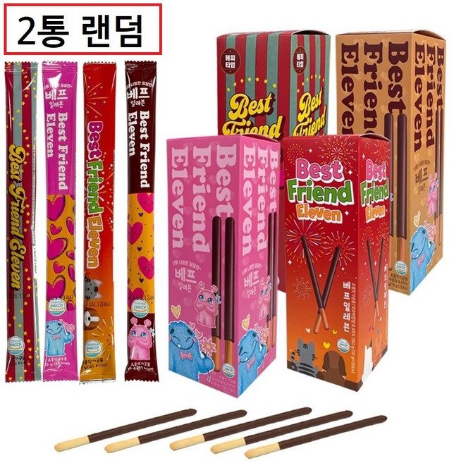 베프일레븐 막대과자 25개입 랜덤 2통세트 (색깔지정안됨), 1개, 250g