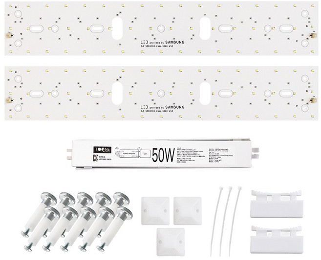 투원라이팅 가정용 삼성 칩 LED 조명 모듈 등 교체 세트 거실등 580x100mm 2장 50W, 보급형/SA등급(3528칩), 1개, 주광색
