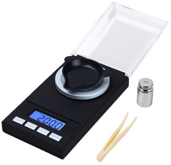 高精度迷你電子秤 克拉秤 黃金珠寶秤 50g/0.001g 附托盤與校準砝碼, 1個, TL-series