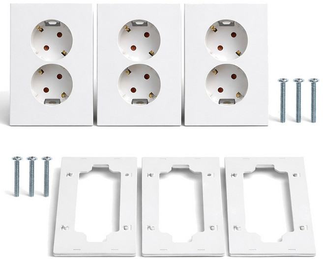 2구 매입접지 콘센트 + 보조대 세트, 3개