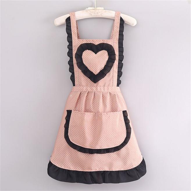 Vezri 여성용 귀여운 공주 스타일 앞치마 프릴 디자인 주방 필수품, 1개, 카키