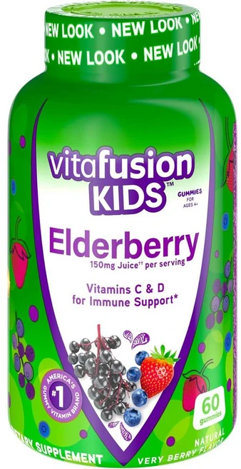 Vitafusion 비타퓨전 키즈 엘더베리 비타민 딜리셔스 포 키즈 60 구미 2개, 1개, 60정 - 쿠팡