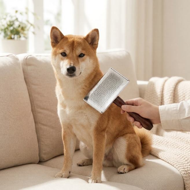 장씨마켓 엉킨털제거 부드러운빗질 강아지빗, 1개, 브라운