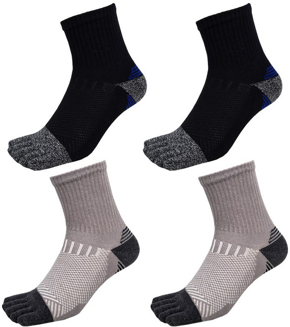 남자 코어트랙 스포츠 발가락양말 4켤레 이중바닥 쿠션 중목