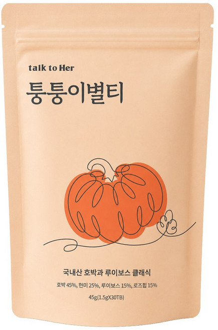 톡투허 퉁퉁이별티 임산부 선물 호박차 루이보스 현미차, 1.5g, 30개입, 1개