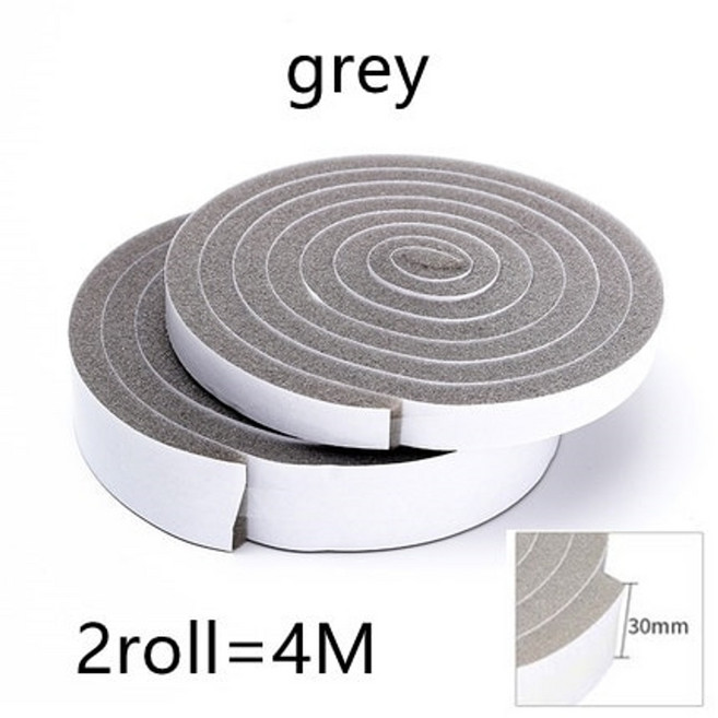 틈새 문틈 막이 방문 창문 창틀 빗물 벌레 방풍 소음 방충망 고무패킹 가스켓 2 롤 도어 창 씰링 스트립 자체 접착 방음 스폰지 폼 절연 초안 제외 테이프 창 날씨 스트리핑, 회색 30mm, 1개