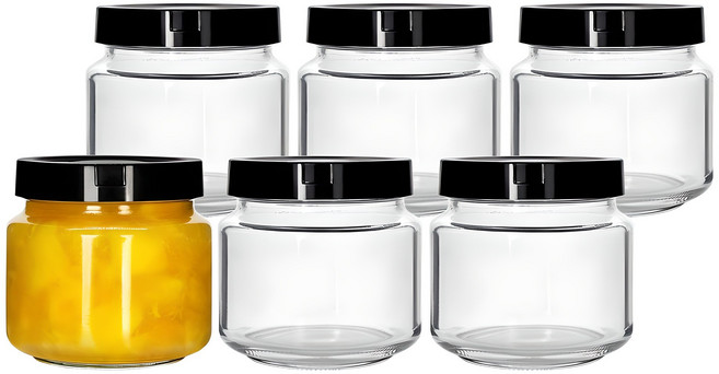 경성리빙테크 원형 낮은형 PP캡 유리병, 250ml, 6개