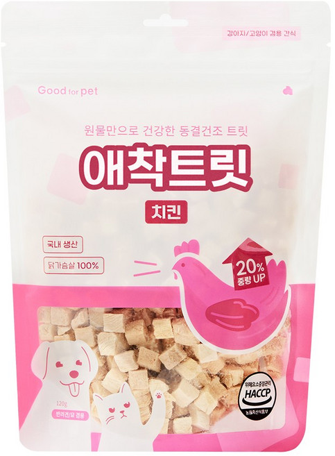 굿포펫 국산 애착 트릿 강아지 고양이 동결건조 간식, 치킨, 120g, 1개