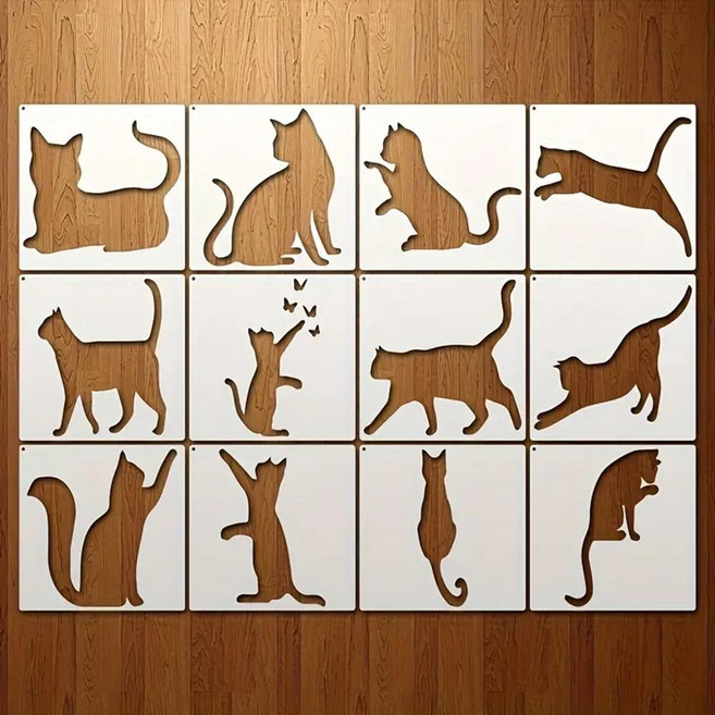 제니미엘 DIY 스텐실 도안 강아지 고양이 동물 캐릭터, 1개
