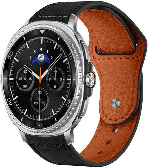 xDfind 삼성 갤럭시 워치8 / 8 클래식 리벳 버클 정품 가죽 시계 밴드, 1개, 검정