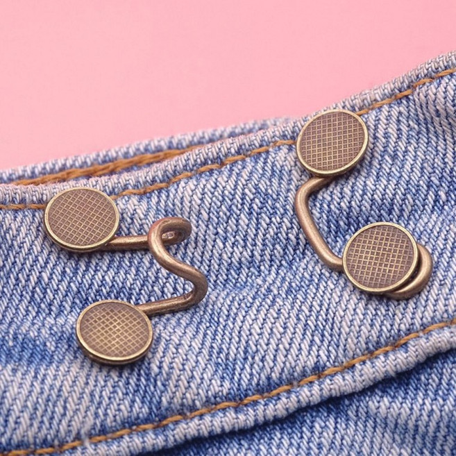 셀프수선 바지 허리 줄이기 요술 단추 늘리기 매직단추 훅줄여보게 후크 허리조절 고리 청바지수선, 큐빅화이트-대, 1개