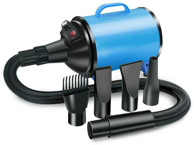 寵物美容吹水機 2100W 大功率 寵物吹風機 乾濕兩用 靜音降噪 附多種噴嘴, 藍色, 1個