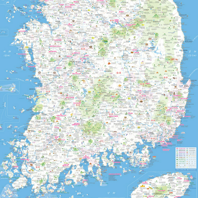 업라이프 전국 여행 우리나라 한국 관광 지도 보기 대한민국 전도 남한 한반도 서울 경기 수도권, 1개