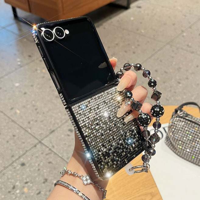 얌코 휴대폰케이스 갤럭시 z플립5 z플립6 z플립7 그러데이션 컬러 번쩍이다 스크럽 팔찌 케이스