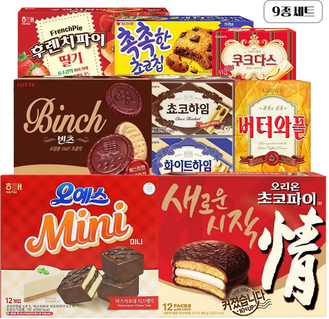 [천지스낵] 사무실 간식 오빈초세트 9종 과자 어른간식 탕비실, 1개