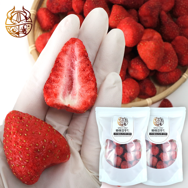 바이킹푸드 동결건조 딸기칩 360g(180g X2개) /건조딸기 건딸기 말린딸기 과일칩, 2개, 180g