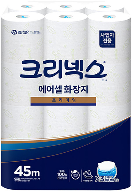 크리넥스 에어셀 프리미엄 화장지 피톤치드향 45m, 24개입, 1개
