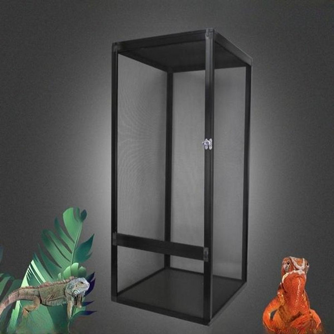 카멜레온 파충류 도마뱀 양서류 케이지 집 하우스, 블랙 풀메쉬 32x32x46, 1개