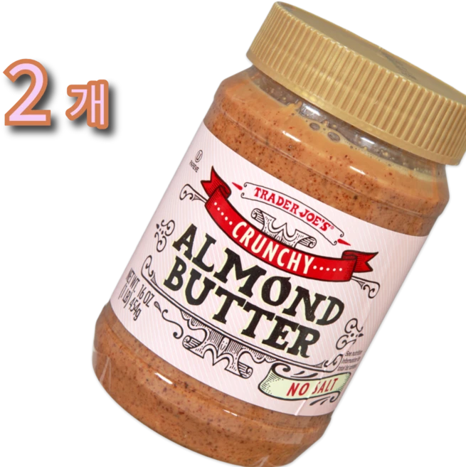 트레이더조 크런치 아몬드 버터 무염, 2개, 454g - 쿠팡