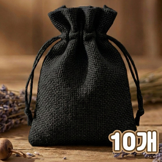 픽커리 방마 재질 끈 주머니 복주머니 대형, 10개, 블랙