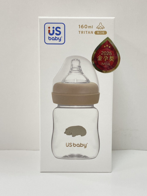US baby 寬口Tritan奶瓶 160ml, 棕熊, 1個
