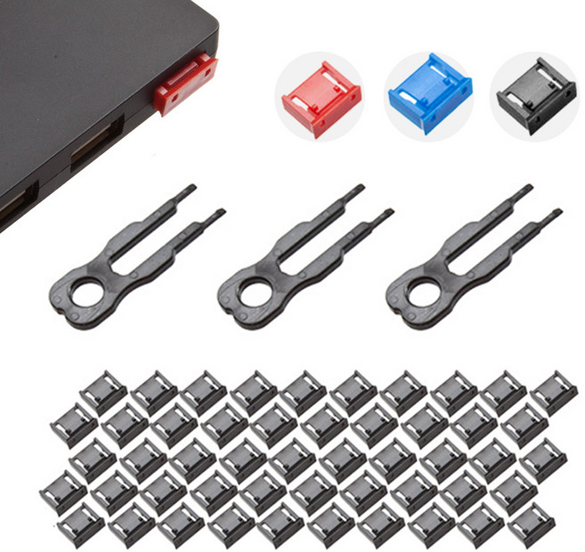 DATA Keeper USB포트락 키3개+잠금알50개 블랙 블루 레드 잠금장치 물리적 보안, 01 블랙(키3+ 잠금알50개 세트)