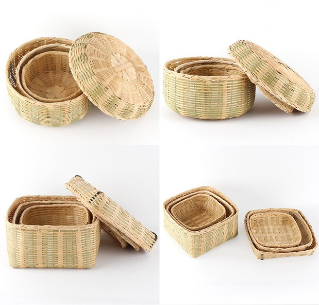 대나무 석작 한과바구니 대나무함 한과상자 폐백 떡바구니 명절, 사각 석작 - 소, 1개