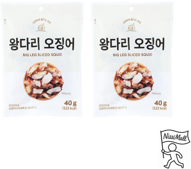 왕다리 슬라이스 오징어, 2개, 40g
