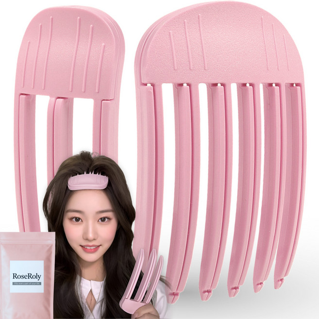 로즈롤리 뿌리 볼륨 집게 헤어 볼륨핀, 1개, 핑크 3핀+6핀