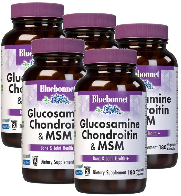 블루보넷 글루코사민 콘드로이친 & 엠에스엠 캡슐 Bluebonnet Glucosamine Chondroitin & MSM, 5개, 180정