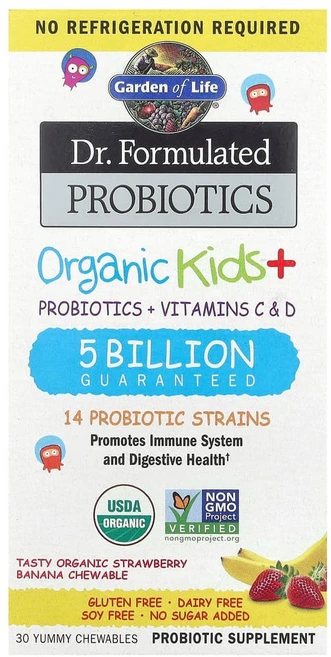 가든오브라이프 닥터포뮬레이티드 프로바이오틱스 키즈 플러스 베리 체리 츄어블 30정, 1개 - 쿠팡