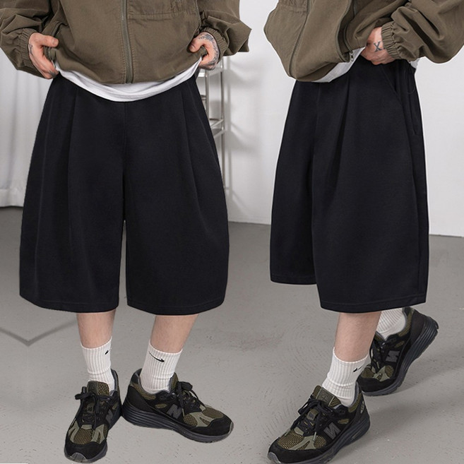 FITOJIM 남자 반바지 원턱 와이드 벌룬 버뮤다 팬츠 트레이닝 바지
