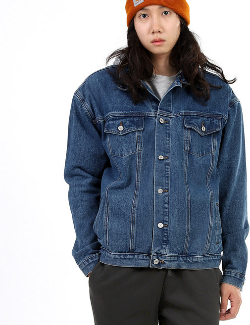 비브레이커스 남자 오버핏 청자켓 데님자켓 트러커자켓 후드 탈부착 MJ5210