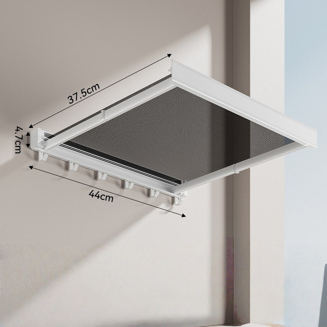 PYHO 주방 다용도 거치대 베란다 접이식 건조대 신축 벽걸이 욕실 접착제 투명 건조망 선반, 흰색, 1개