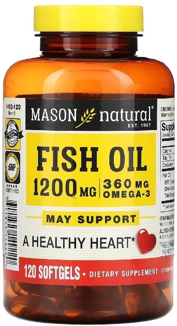 메이슨내추럴 피쉬 오일 fish oil EPA DHA 1200mg 소프트젤 120정, 1개 - 쿠팡