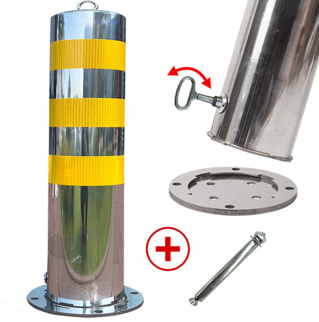 분리형 스텐 규제봉 차량 진입 금지 안전봉 금지봉 주차 표지판 주차봉 스테인레스 볼라드 아스팔트앙카, 실버, 1개