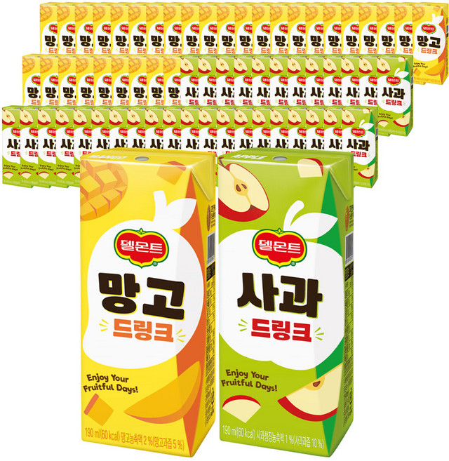 델몬트 드링크팩 망고+사과, 64개, 190ml
