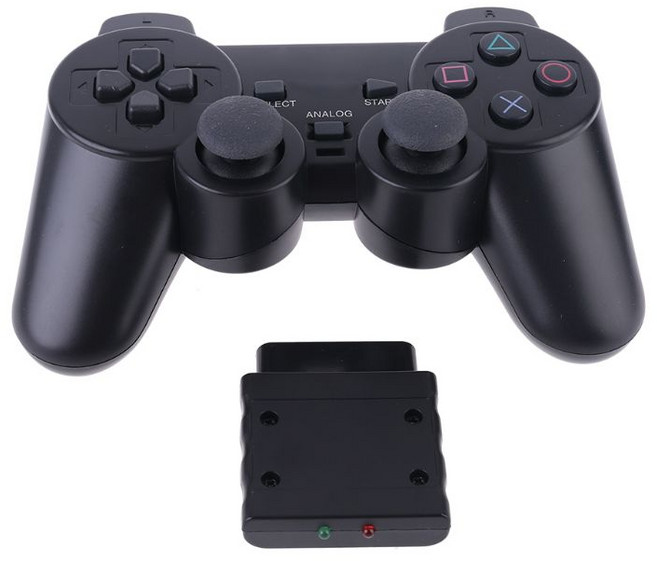 무선 게임 패드 진동기 2.4GHz USB 게임 컨트롤러 2 개 게임 액세서리를위한 PS2 수신기가있는 조이스틱을 처리