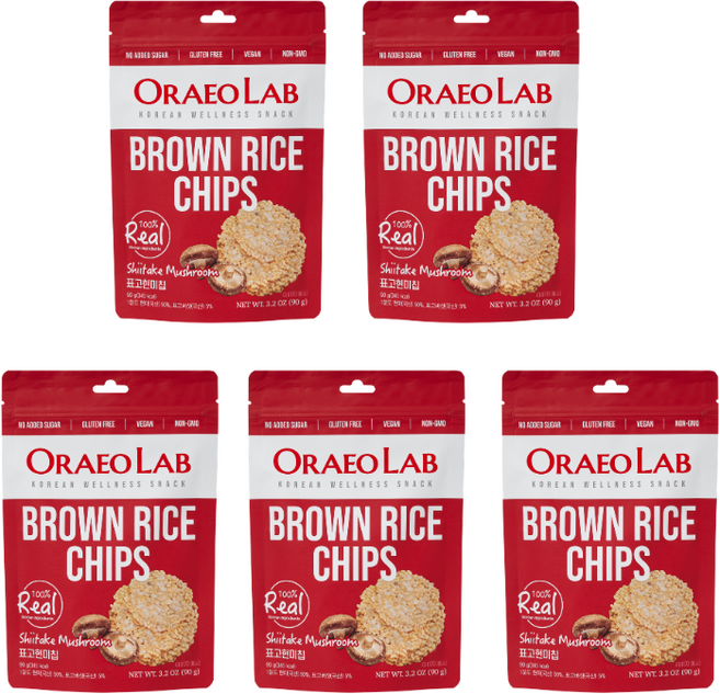 오래오랩 표고버섯 현미칩 저당 다이어트 간식, 90g, 표고현미칩, 5개