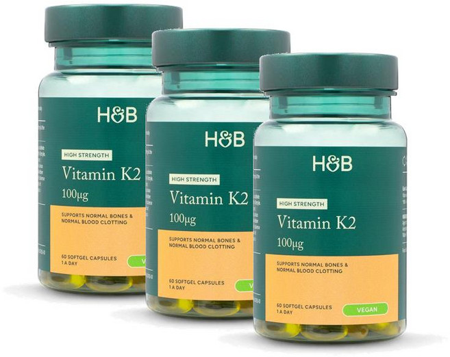 홀랜드앤바렛 비타민K2 100ug 하이스트렝스 캡슐 Holland & Barrett Vitamin K2, 3개, 60정