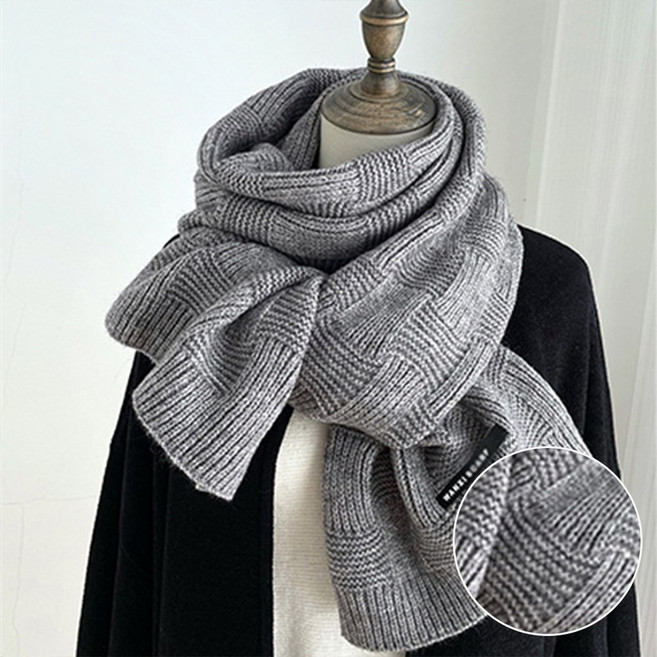 [HANNAL] 격자무늬 니트 스카프 머플러