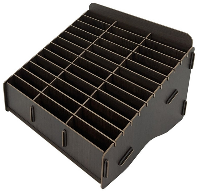 올지 우드 핸드폰보관함 휴대폰 보관함 수거함 정리 수납 학원 학교 회사, 36칸, 다크브라운, 1개