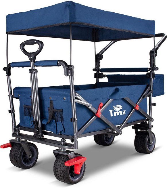접이식 웨건 다용도 아웃도어 폴딩 야외 다목적 캠핑 와이드 휠 접이식 카트 캠핑, 1개, 진한 파란색