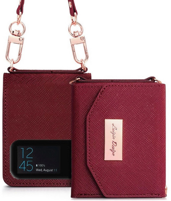 갤럭시 Z플립3 _ 키치 ( 지폐1칸+카드4장 ) 수납 지갑형 케이스 + 핸드스트랩