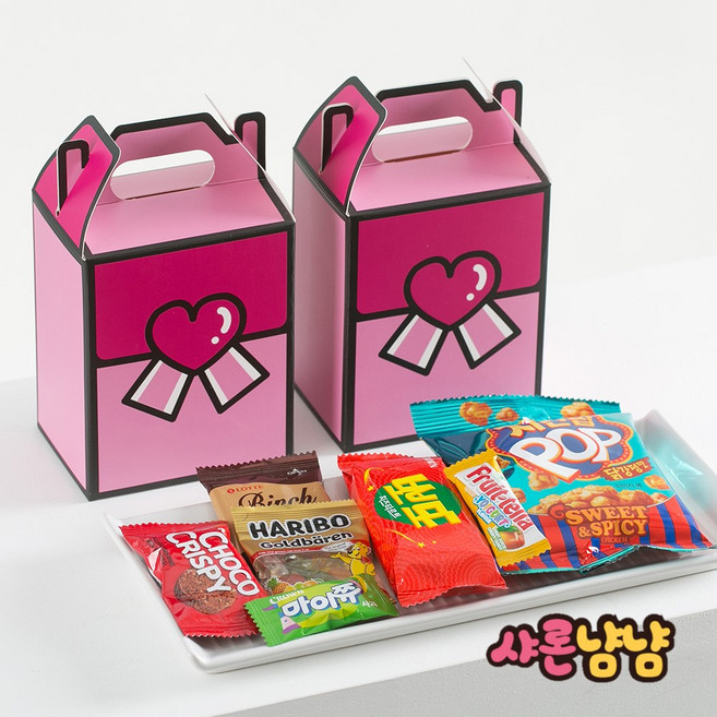 샤론냠냠 미니 간식꾸러미 하트뿅 개별포장 과자선물 소포장 답례품, 1개, 세트